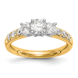 14K Two-tone 3-Stone Diamond Semi-Mount Engagement Ring