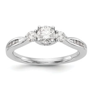 14K White Gold 3-Stone Diamond Semi-Mount Engagement Ring