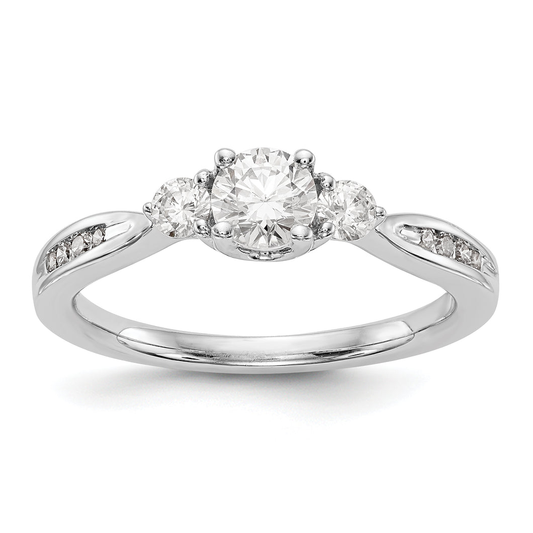 14K White Gold 3-Stone Diamond Semi-Mount Engagement Ring