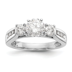 14K White Gold 3-Stone Diamond Semi-Mount Engagement Ring