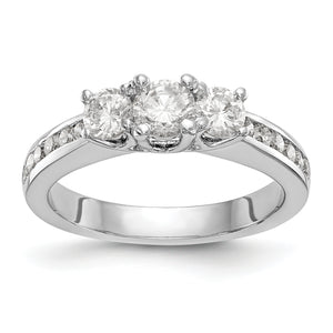 14K White Gold 3-Stone Diamond Semi-Mount Engagement Ring