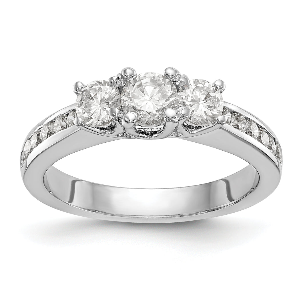 14K White Gold 3-Stone Diamond Semi-Mount Engagement Ring