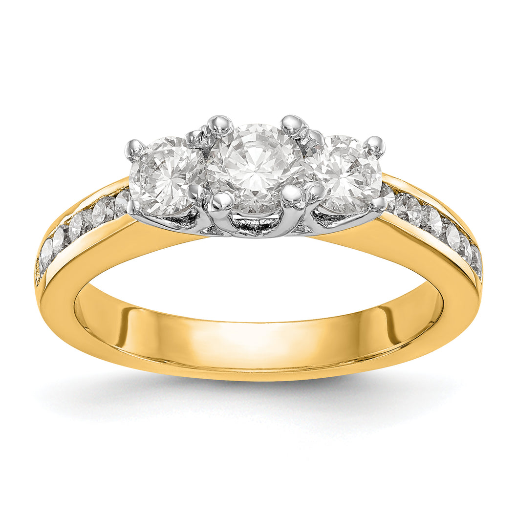 14K Two-tone 3-Stone Diamond Semi-Mount Engagement Ring