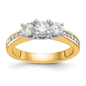 14K Two-tone 3-Stone Diamond Semi-Mount Engagement Ring