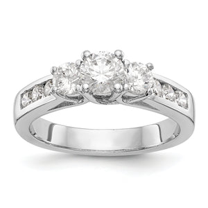 14K White Gold 3-Stone Diamond Semi-Mount Engagement Ring