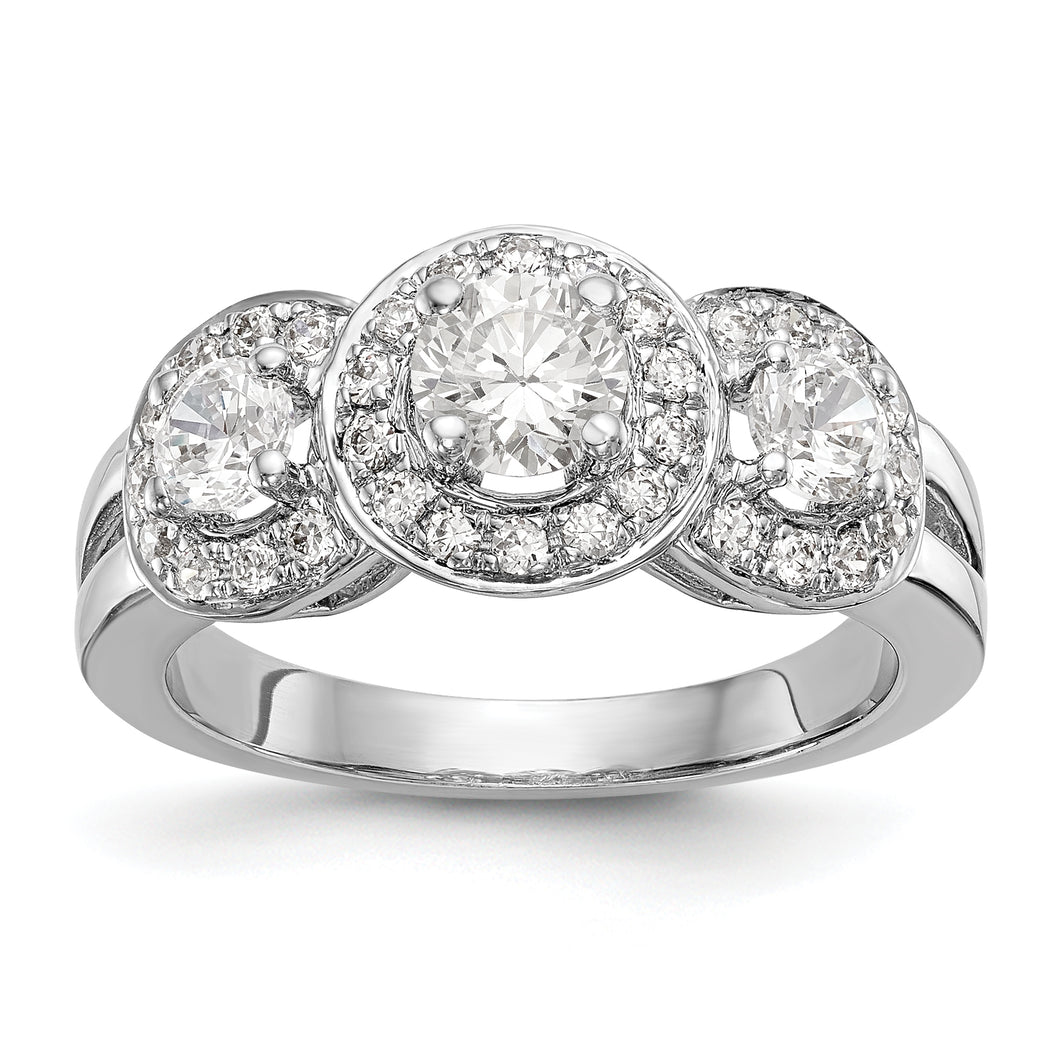 14K White Gold 3-Stone Diamond Semi-Mount Engagement Ring