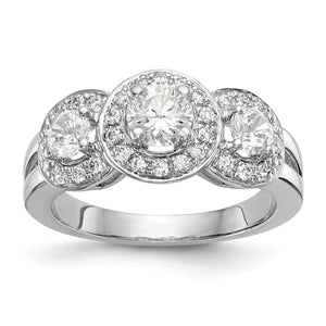 14K White Gold 3-Stone Diamond Semi-Mount Engagement Ring