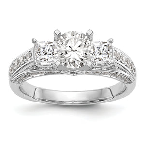 14k White Gold Peg Set Semi-Mount Diamond Engagement Ring