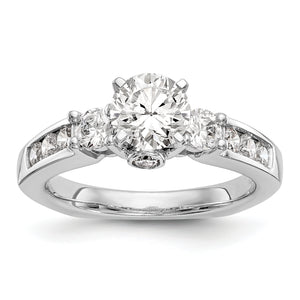 14K White Gold 3-Stone Diamond Semi-Mount Engagement Ring