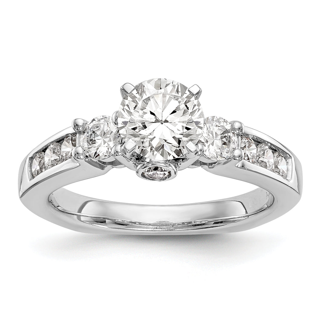 14K White Gold 3-Stone Diamond Semi-Mount Engagement Ring