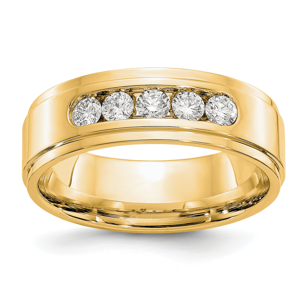 14ky True Origin Lab Grown VS/SI, D E F, Diamond Polished Step Edge Band
