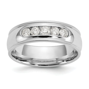 14kw True Origin Lab Grown VS/SI, D E F, Diamond Polished Milgrain Band