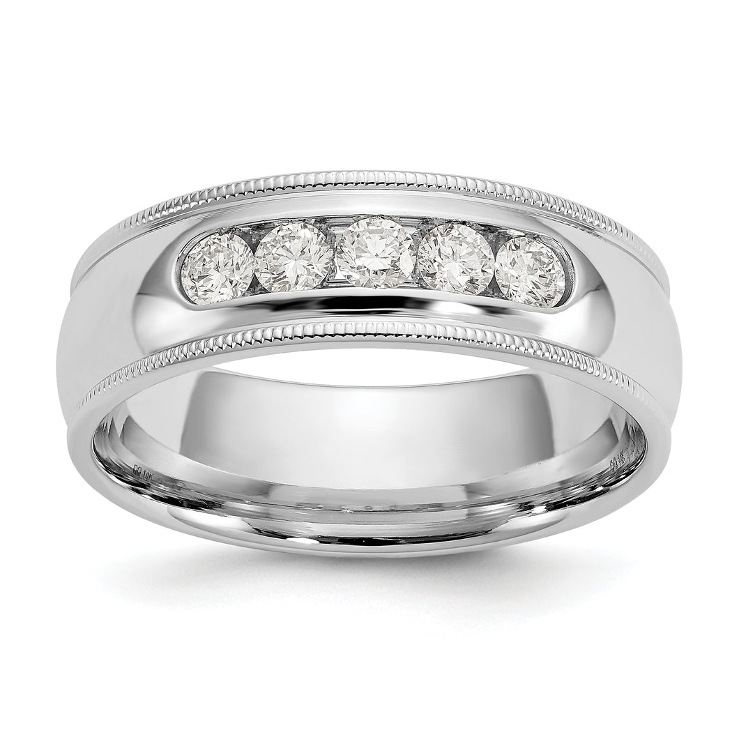 14kw True Origin Lab Grown VS/SI, D E F, Diamond Polished Milgrain Band