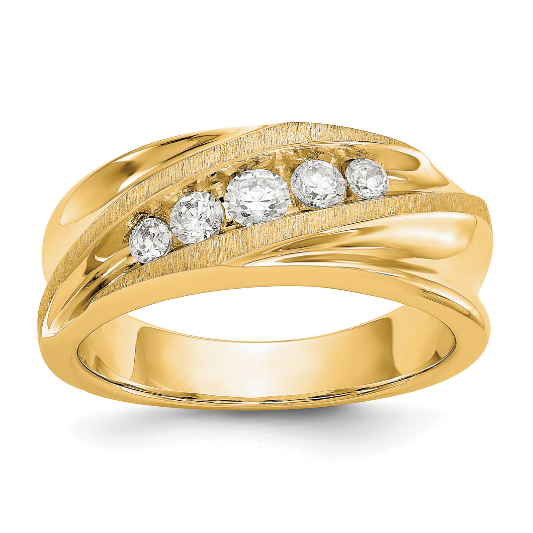 14ky True Origin Lab Grown Diamond VS/SI, D E F, Brushed/Polished Men's Ba