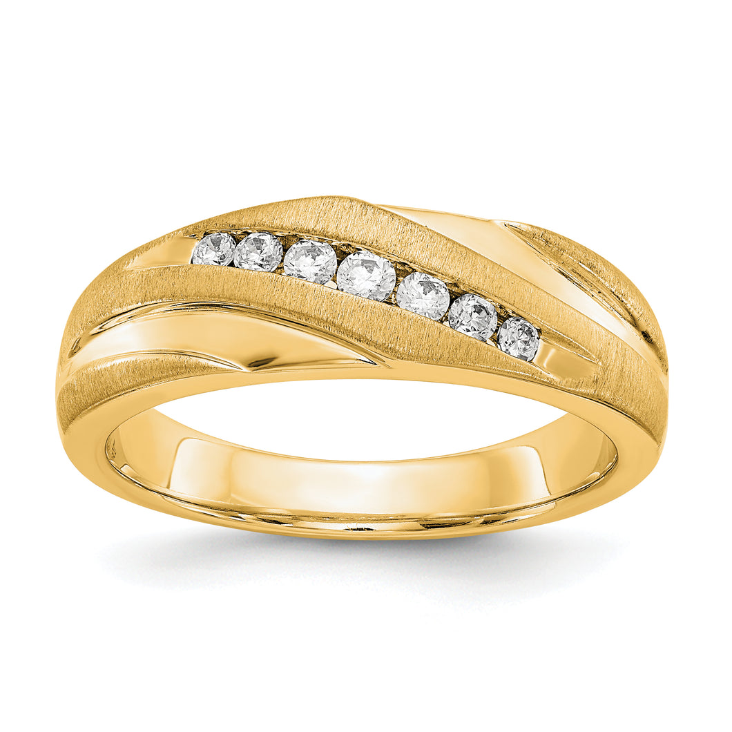 14ky True Origin Lab Grown Diamond VS/SI, D E F, Brushed/Polished Men's Ba