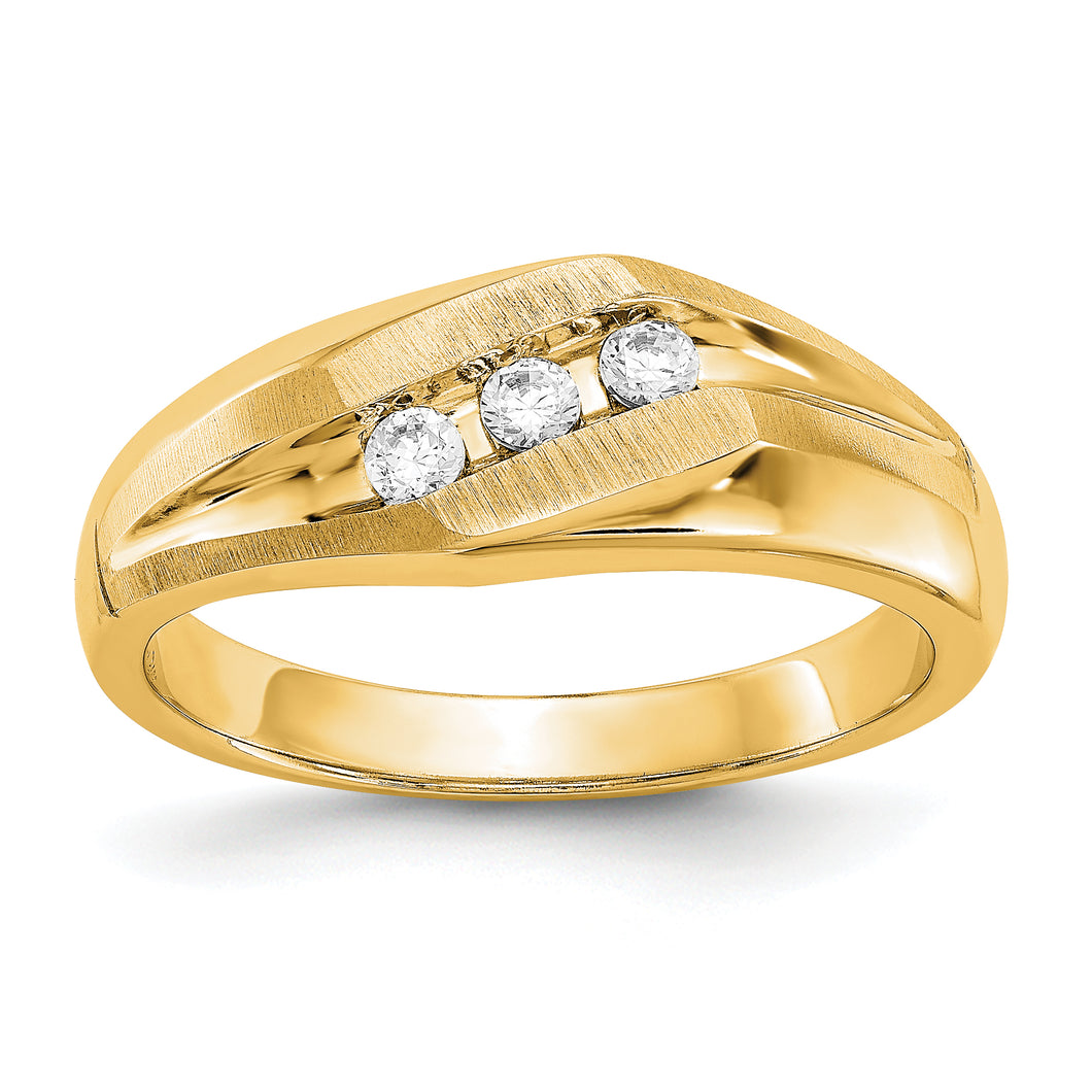 14ky True Origin Lab Grown Diamond VS/SI, D E F, Brushed/Polished Men's Ba