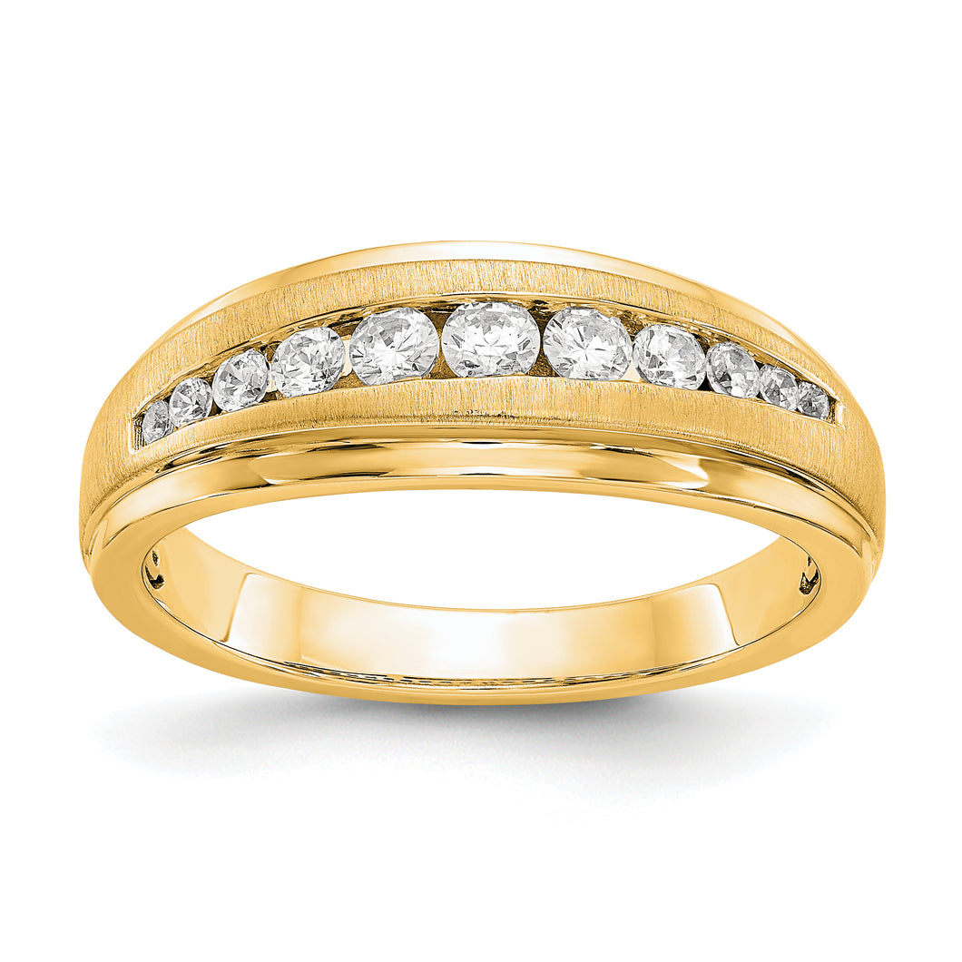 14ky True Origin Lab Grown Diamond VS/SI, D E F, Brushed/Polished Men's Ba
