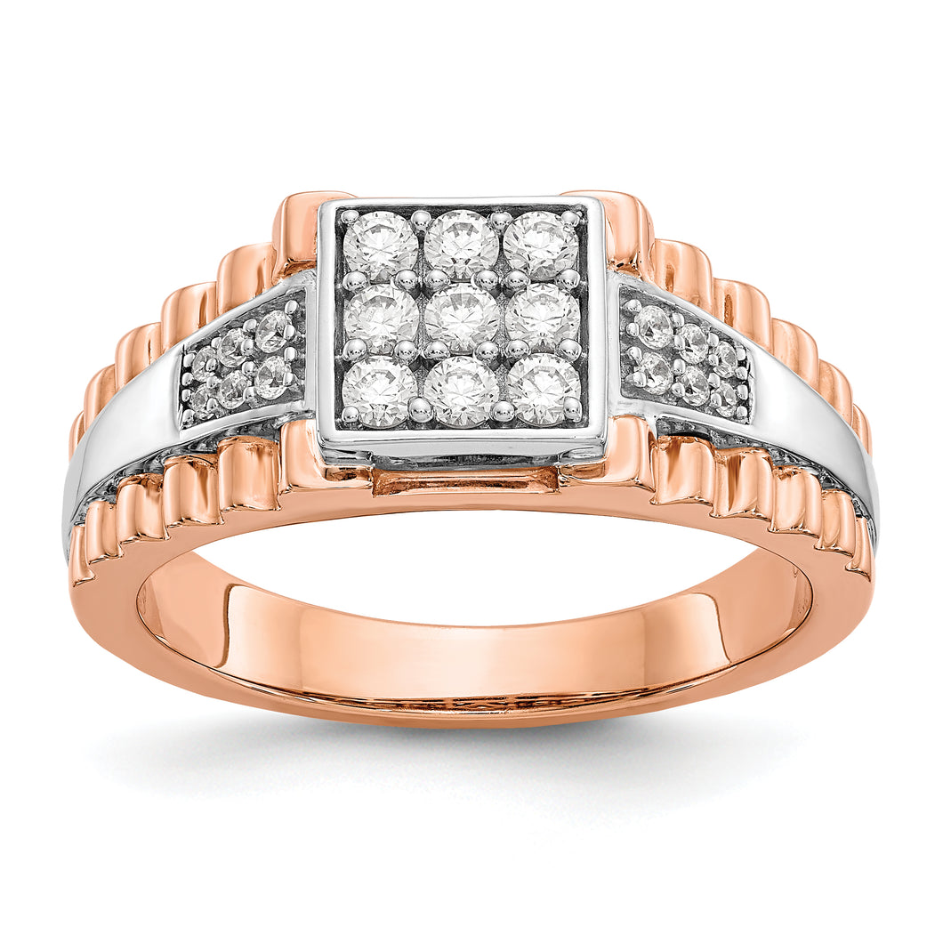 14kw Two-tone Polished Mens Band Mounting