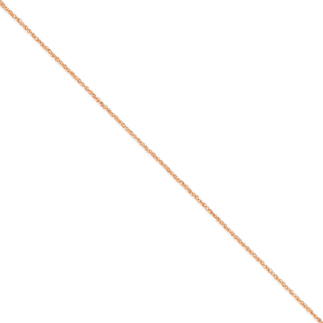 14K Rose Gold 1.7mm Ropa Chain Anklet