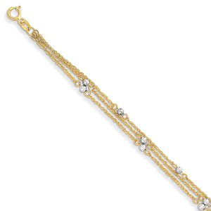 14K Two-Tone Triple Strand Bracelet