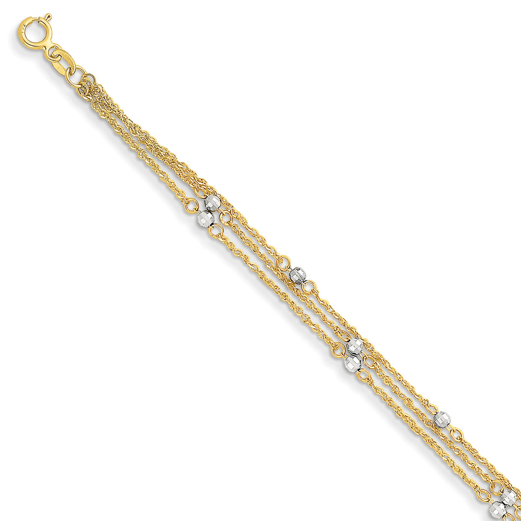 14K Two-Tone Triple Strand Bracelet