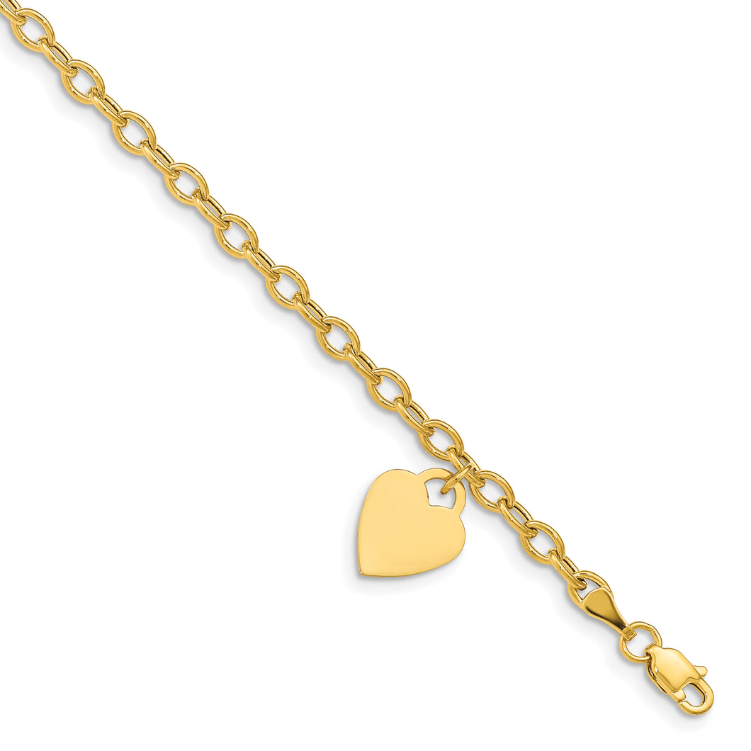 14k Dangle Heart Bracelet
