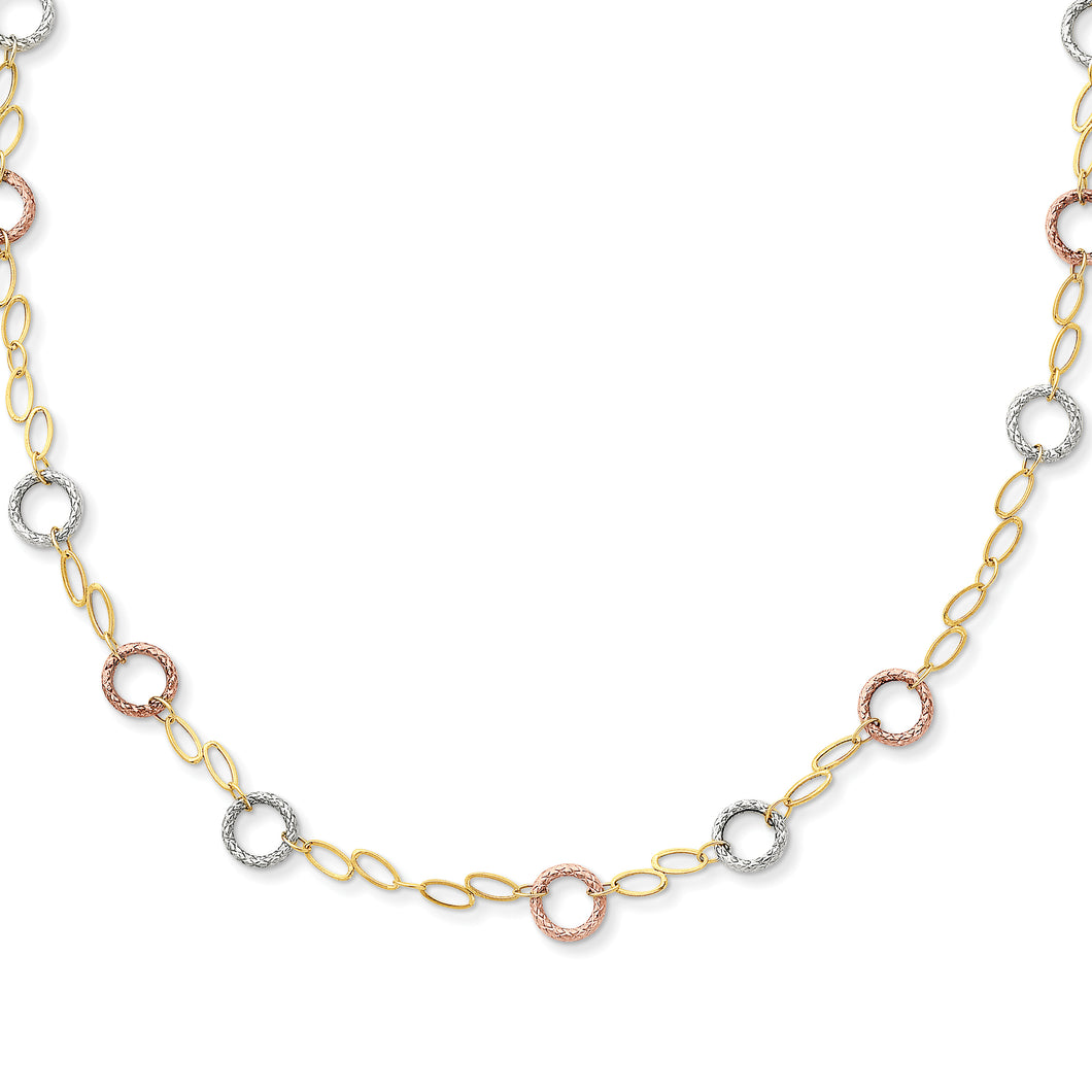 14k Tri-color Circles Necklace