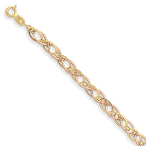 14k Two-tone Oval Link Bracelet