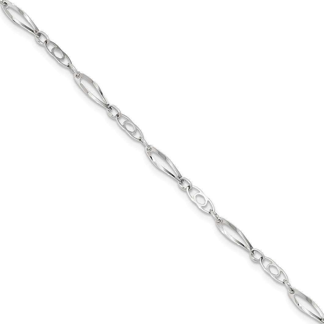 14k White Gold 7in Polished Fancy Link Bracelet