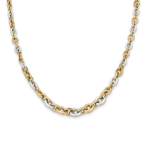 14K Two-tone Polished & Diamond Cut Necklace