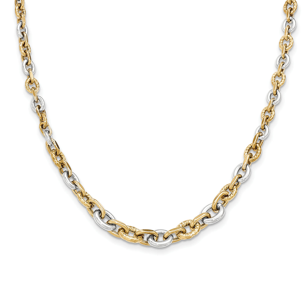 14K Two-tone Polished & Diamond Cut Necklace