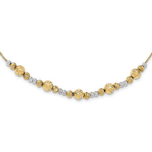 14K Two-Tone Diamond-cut Beaded Necklace