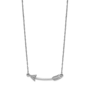 14k White Gold Polished Diamond Arrow Necklace