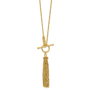 14K Cable Chain Tassel Toggle Necklace