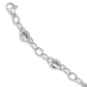 14K White Polished Fancy Link Bracelet