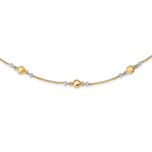 14k Two-tone Textured Beaded 17 inch w/1.5inch ext. Necklace