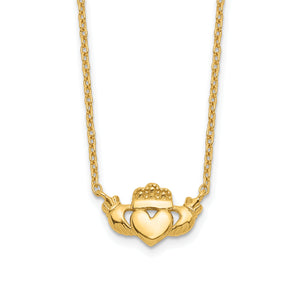 14k Polished Claddagh Necklace
