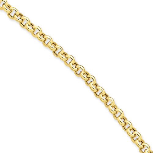 14k 7.5in 5mm Polished Fancy Rolo Link Bracelet