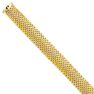 14k 7.25in 13.75mm Polished Mesh Bracelet