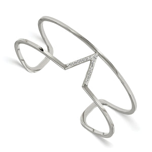 Stainless Steel Polished w/ Preciosa Crystal V shape Bangle