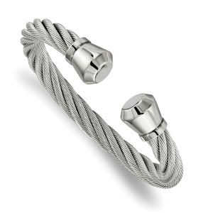 Stainless Steel Polished Twisted Wire Cuff Bangle