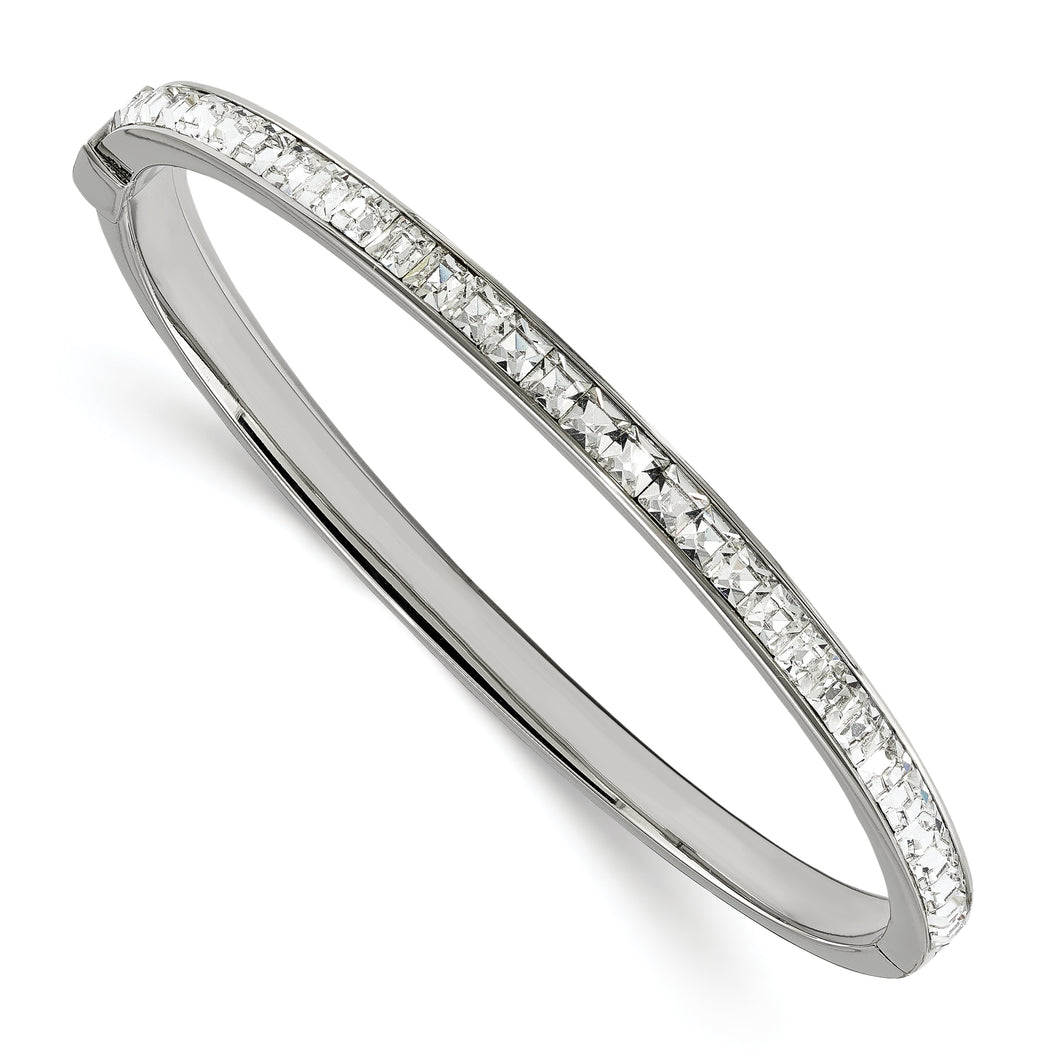 Stainless Steel Polished w/Preciosa Crystal Hinged Bangle