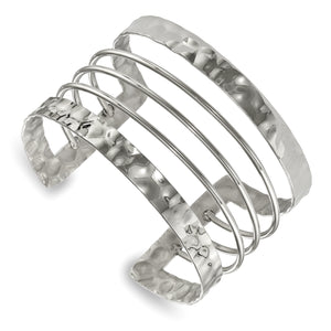 Stainless Steel Polished Hammered 45.00mm Cuff Bangle