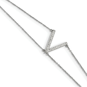 Stainless Steel Polished w/Preciosa Crystal MultiStrand w/2in ext Bracelet