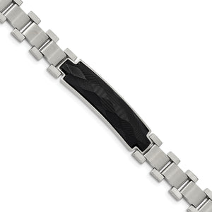 Stainless Steel Brushed and Polished Solid Carbon Fiber Inlay 8.25in Bracel
