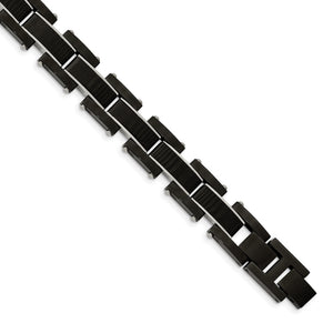 Stainless Steel Polished Black IP-plated w/solid Carbon Fiber Inlay 8.5in B
