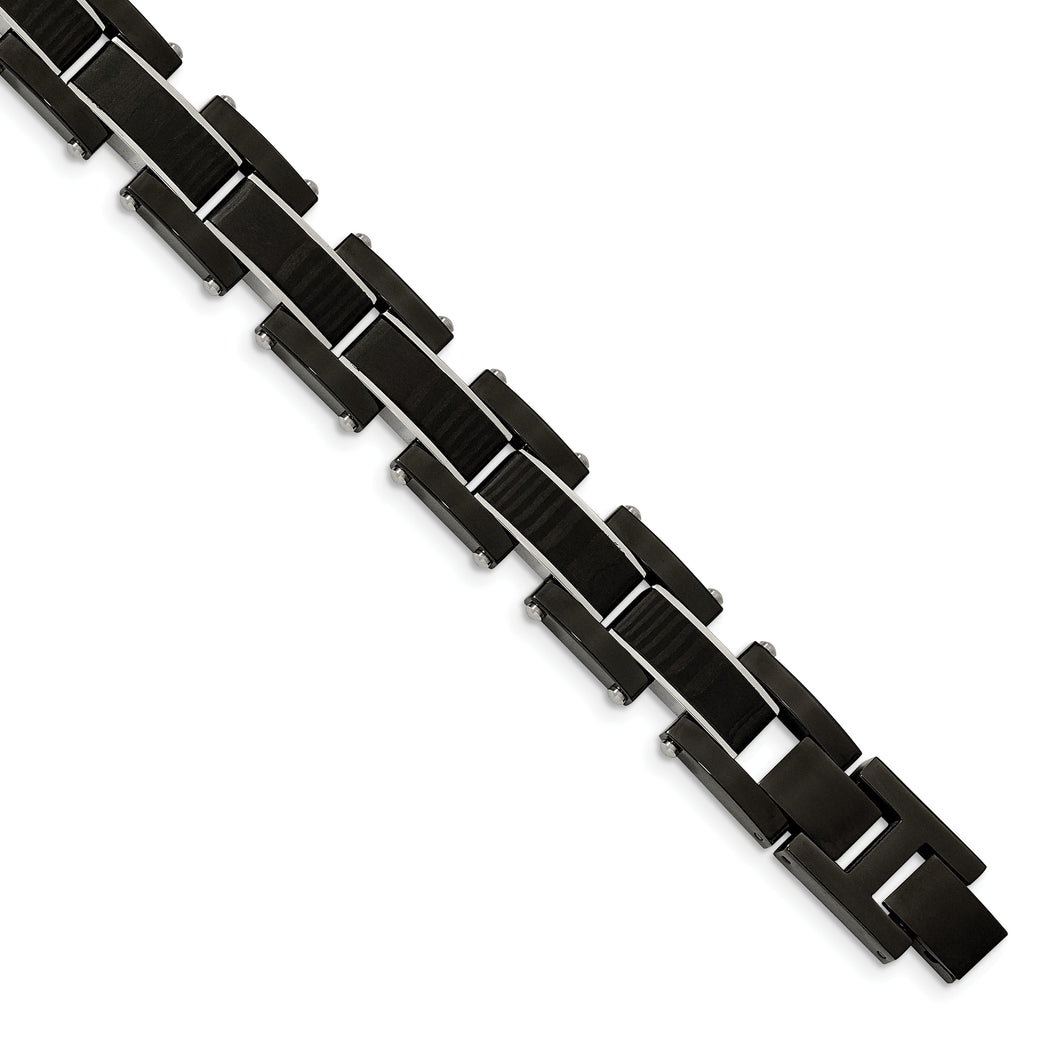 Stainless Steel Polished Black IP-plated w/solid Carbon Fiber Inlay 8.5in B