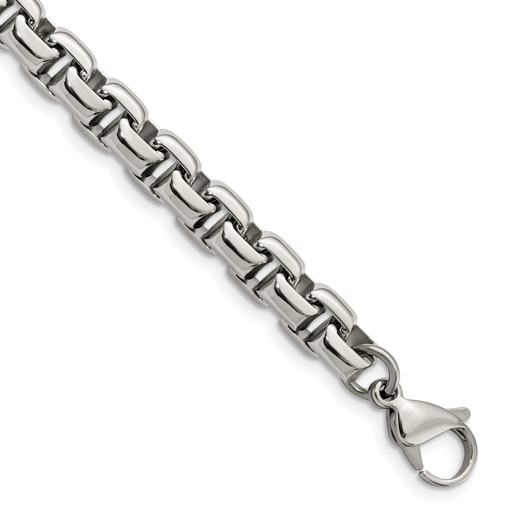 Stainless Steel Polished 8.5in Box Chain Bracelet