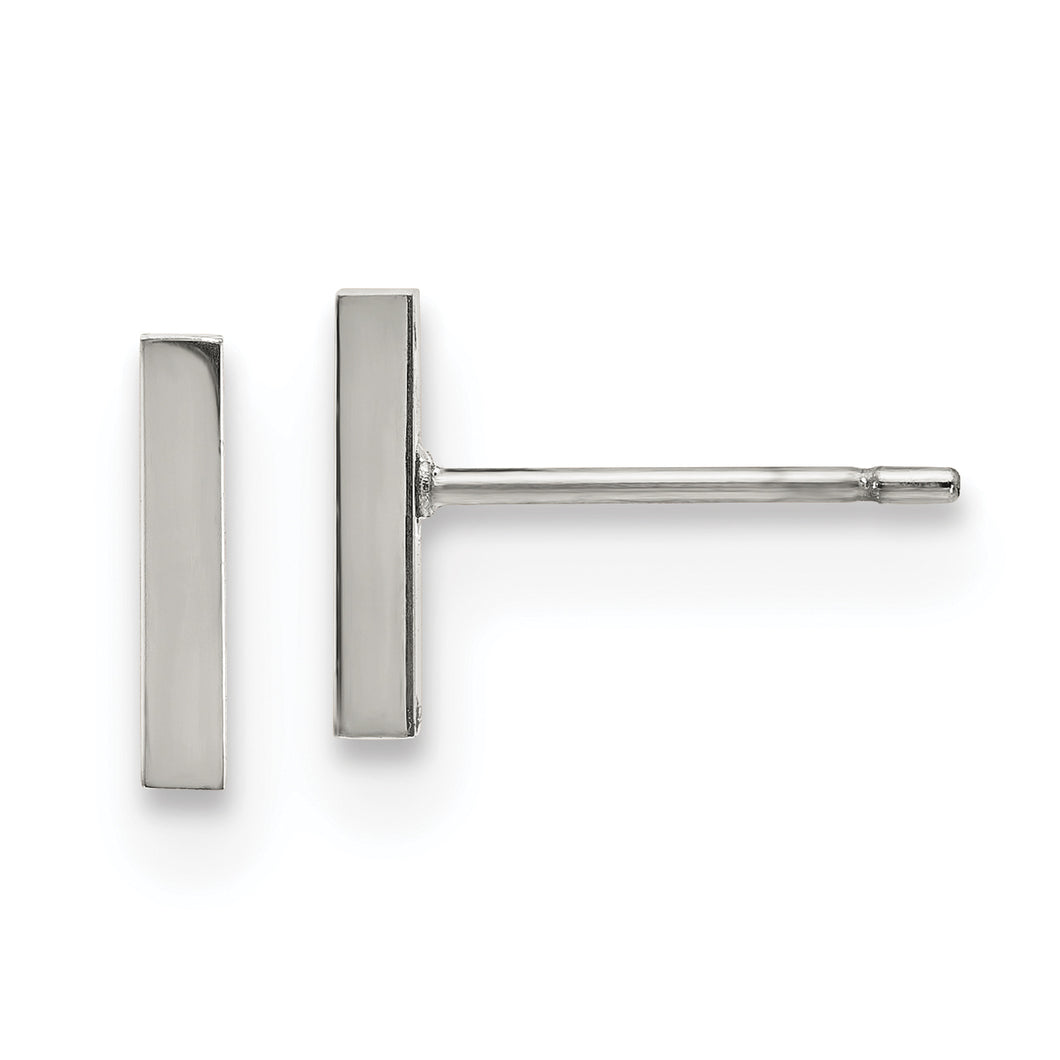 Stainless Steel Polished Bar Post Earrings