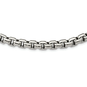 Stainless Steel Polished 24in Box Chain Necklace